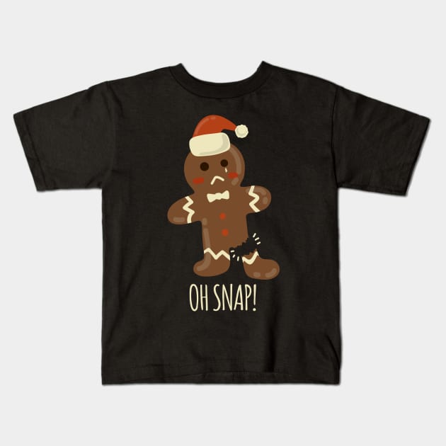 Oh Snap! Gingerbread Man Funny Christmas Gift Kids T-Shirt by BUBLTEES